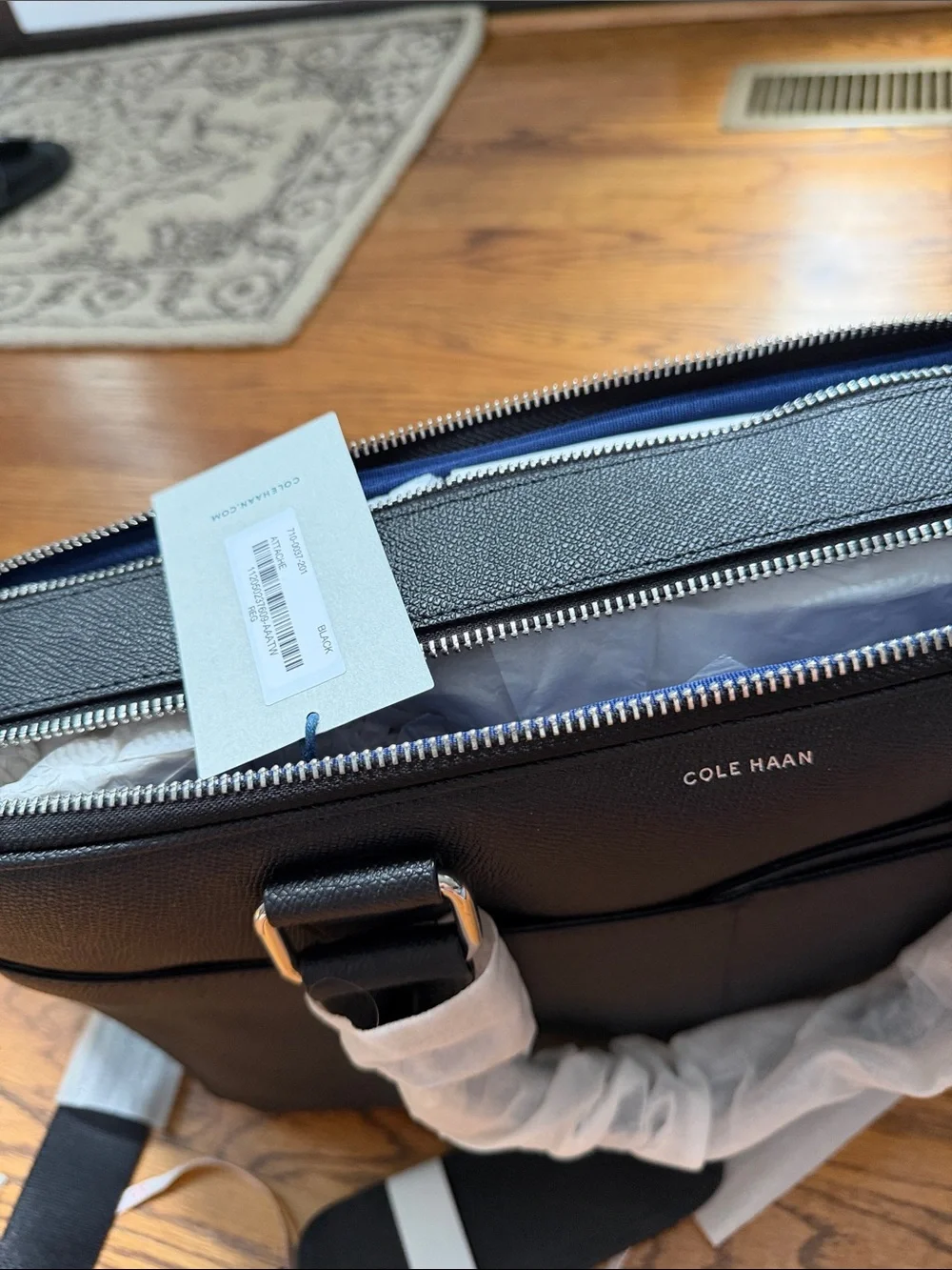 Cole Haan Black Leather Laptop Messenger Bag